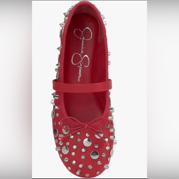 Jessica Simpson red Azalina Studded Mary Jane Ballet Flats size‎ 11 brand new - Picture 2 of 12